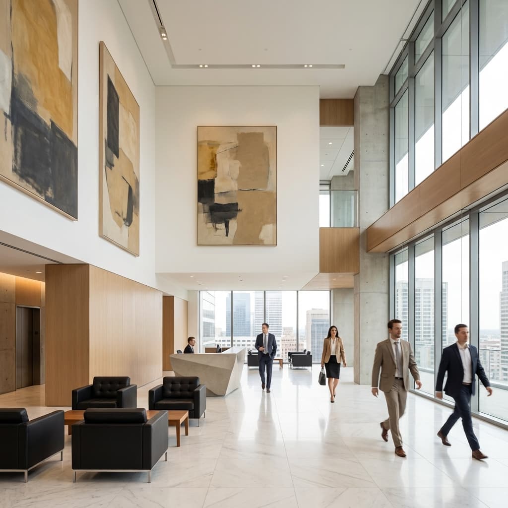Art in modern office lobby