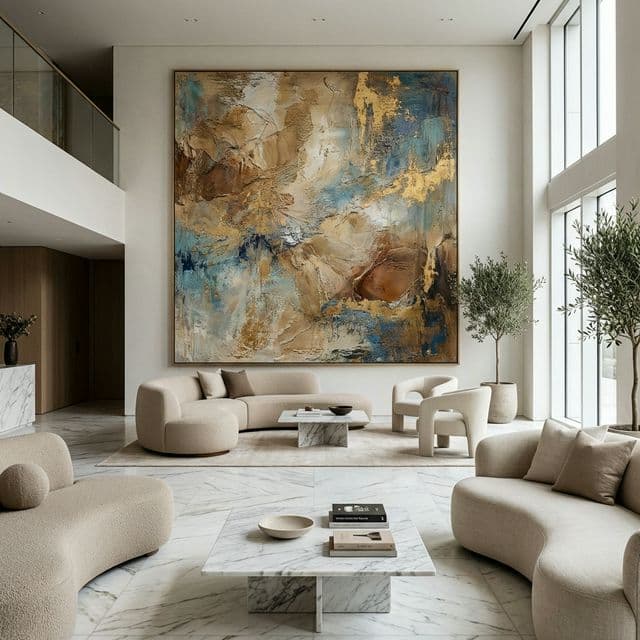Art in luxury hotel lobby